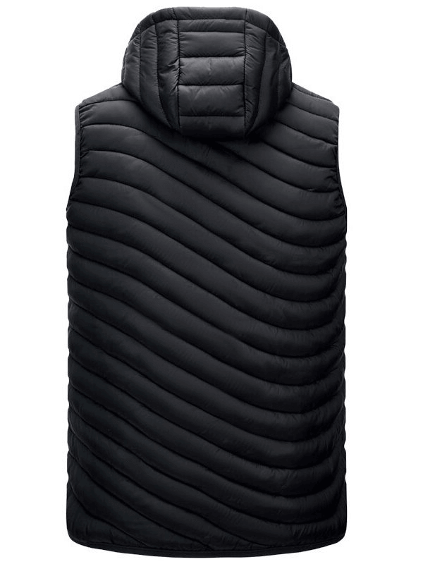 Black Stylish Sports Warmed Men's Vest with Hood, Ideal for Autumn and Winter Outdoor Activities, SF1516